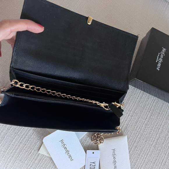 YSL leather bifold long wallet with free gold chain - Picture 3 of 5